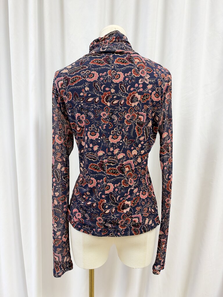 Evereve Sheer Long Sleeve Floral Top