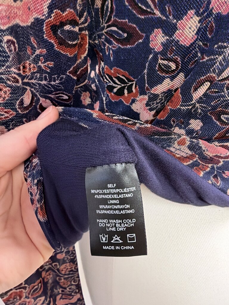 Evereve Sheer Long Sleeve Floral Top