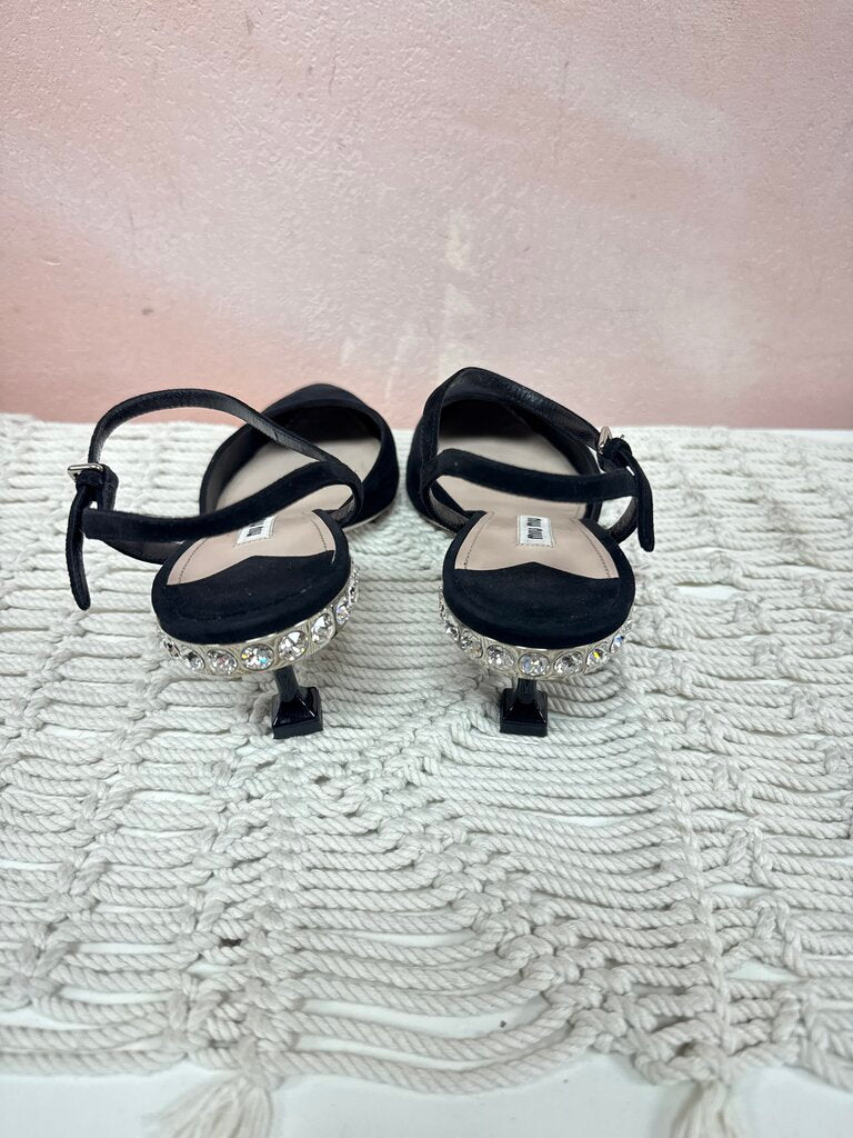 Miu Miu Suede Crystal Embellished Pump w/ Box & Dustbag (Very Good Condition)