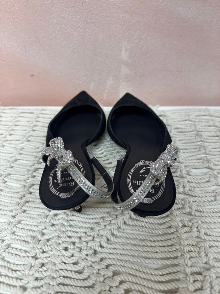 Rene Caovilla Suede Bow Embellished Pump w/ Box & Dustbag