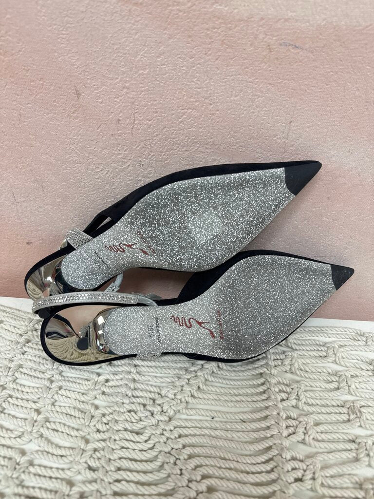Rene Caovilla Suede Bow Embellished Pump w/ Box & Dustbag