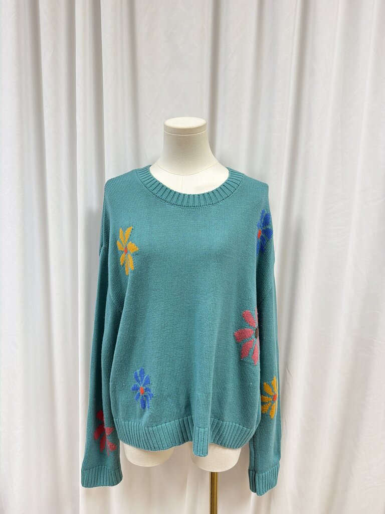Rails Flower Print Crew Neck Sweater