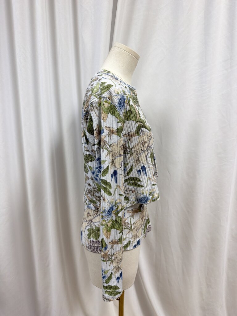 BYRD Floral Print Ribbed Top & Cardigan Set