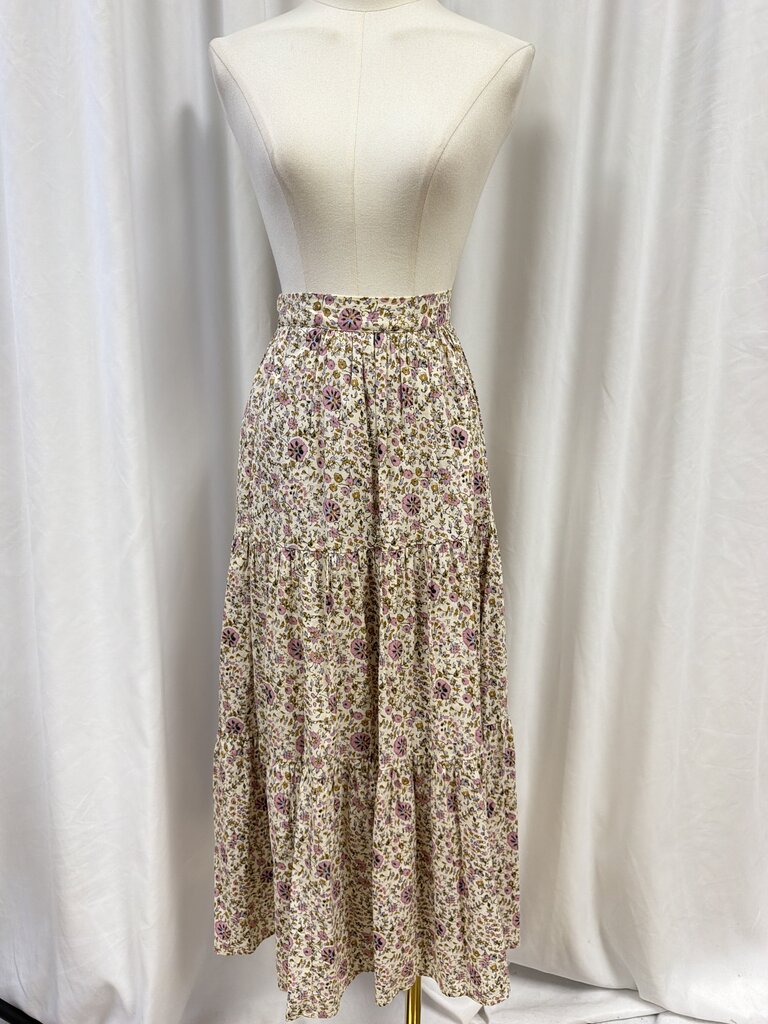 Xirena Cream Floral Tiered Maxi Skirt