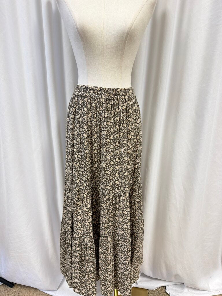 Faherty Cream and Olive Maxi Skirt