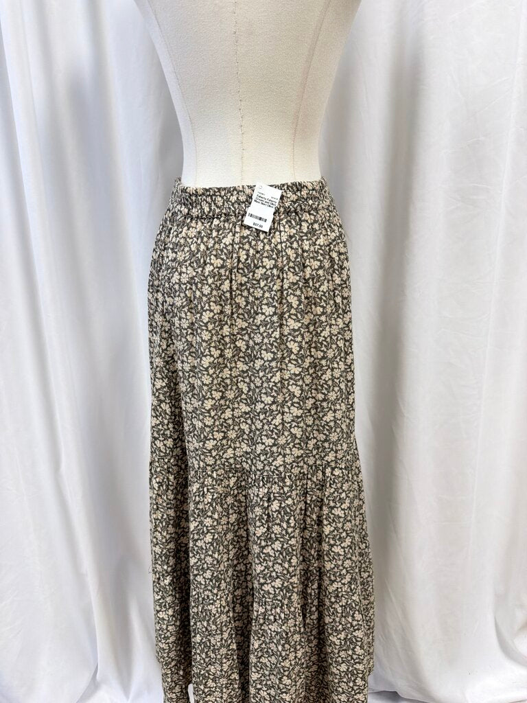 Faherty Cream and Olive Maxi Skirt