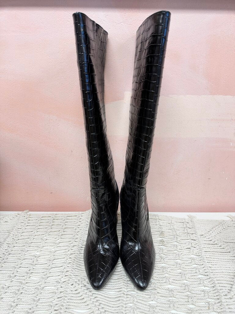 Aquatalia Embossed Weatherproof Tall Block Heel Boot w/ Dustbag