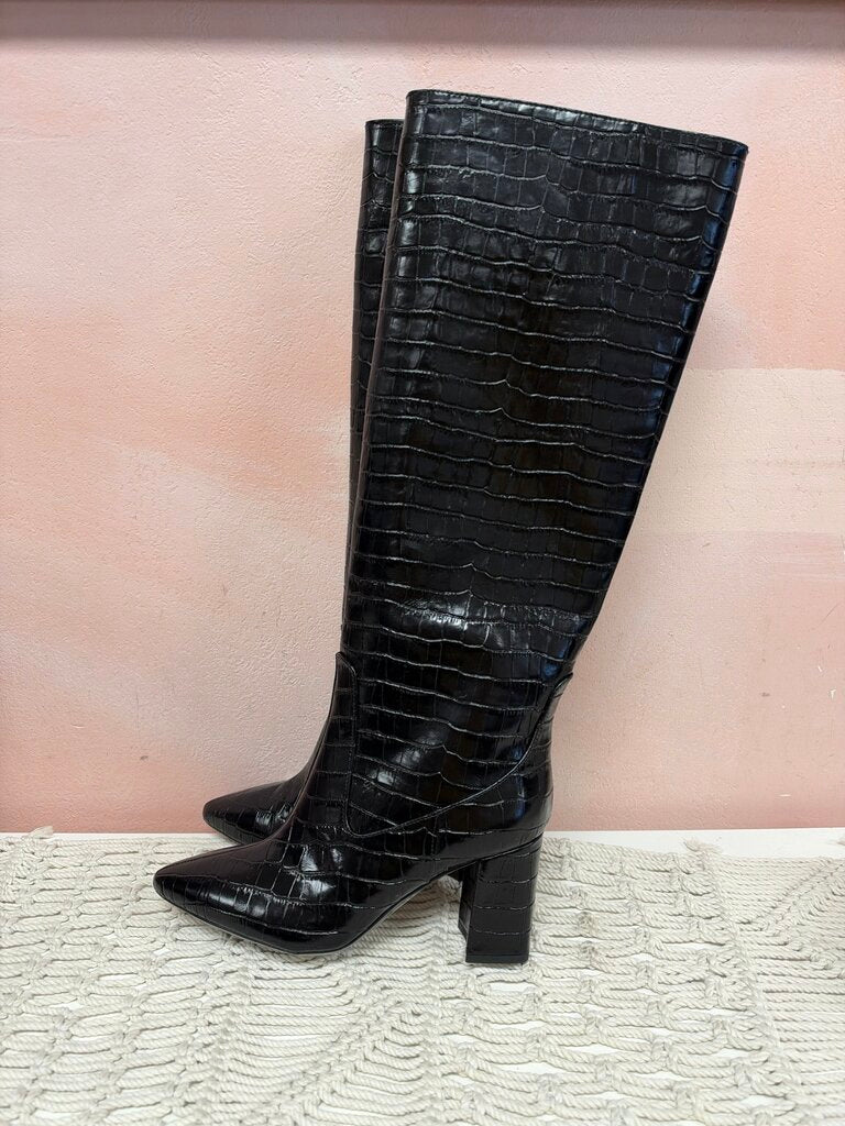 Aquatalia Embossed Weatherproof Tall Block Heel Boot w/ Dustbag