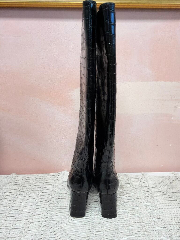 Aquatalia Embossed Weatherproof Tall Block Heel Boot w/ Dustbag
