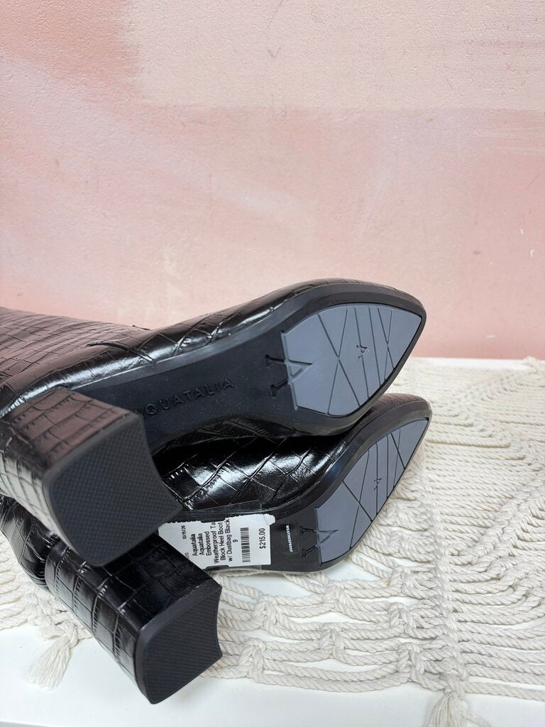 Aquatalia Embossed Weatherproof Tall Block Heel Boot w/ Dustbag