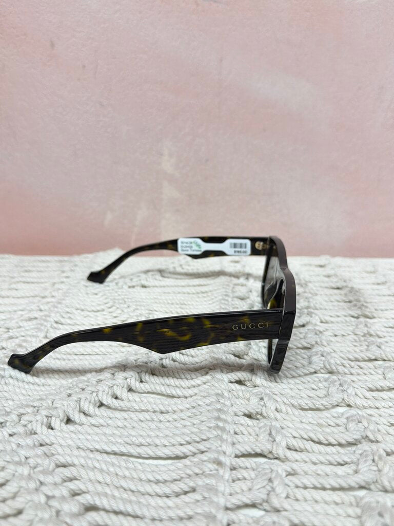 Gucci Tortoise Shell Square Frame Sunglasses w/ Case