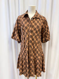 Simkhai Plaid Puff Sleeve Mini Dress