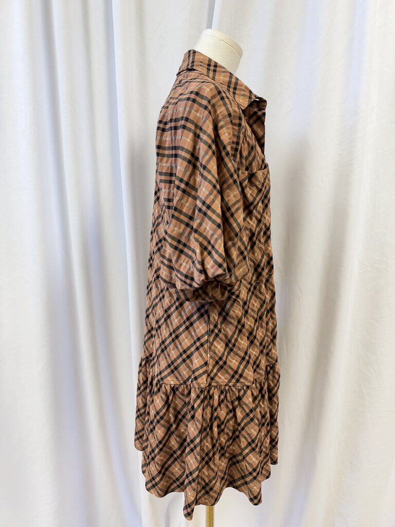 Simkhai Plaid Puff Sleeve Mini Dress