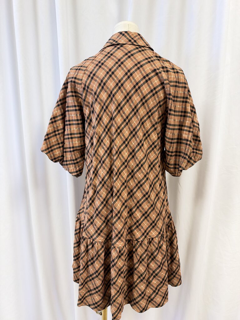 Simkhai Plaid Puff Sleeve Mini Dress