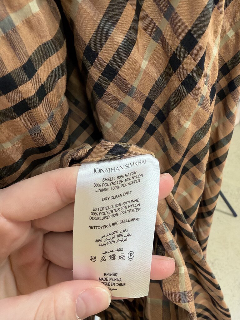 Simkhai Plaid Puff Sleeve Mini Dress