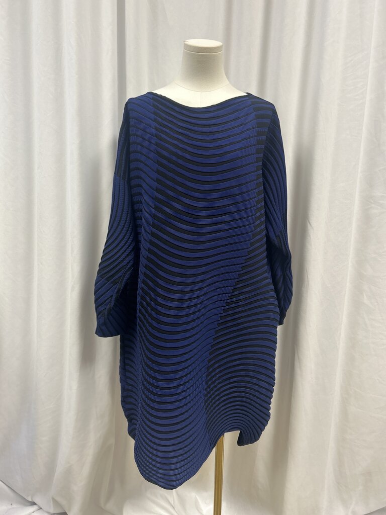 Issey Miyake Blue Striped Tunic Top