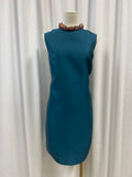 Alemais Green Silk Minidress w/Beaded Collar