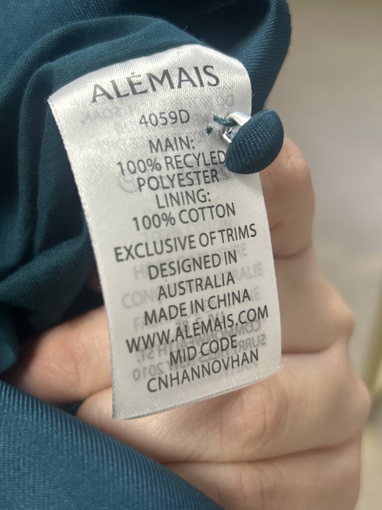 Alemais Green Silk Minidress w/Beaded Collar