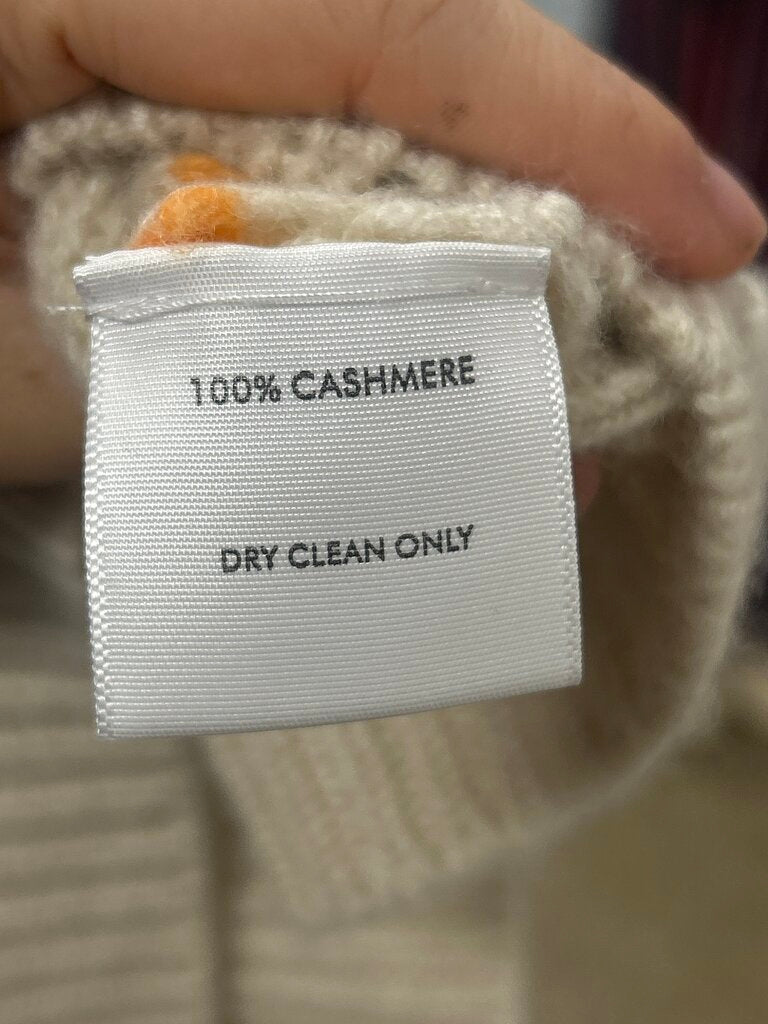 White + Warren Ivory Striped Cashmere Crewneck Sweater