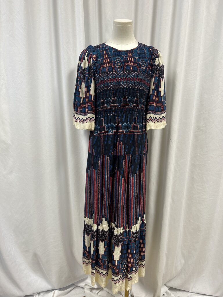 Ba&sh Blue Geometric Print Maxi Dress