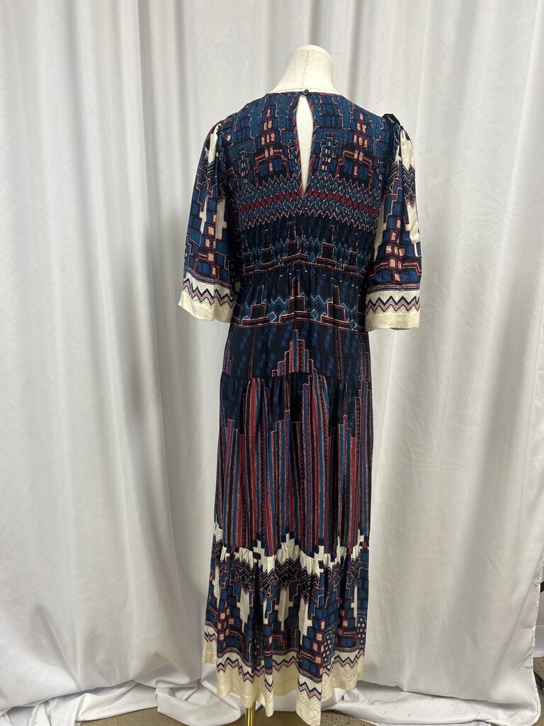 Ba&sh Blue Geometric Print Maxi Dress