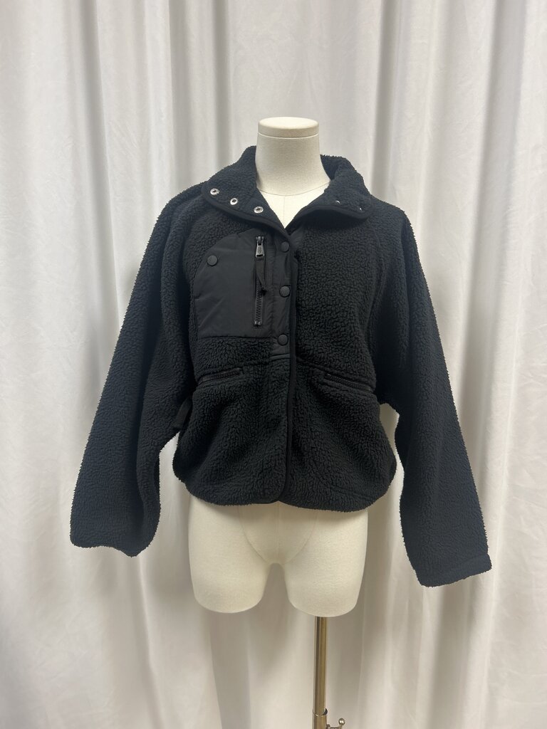 Free People Movement Cropped Shearling Button Up Jacket