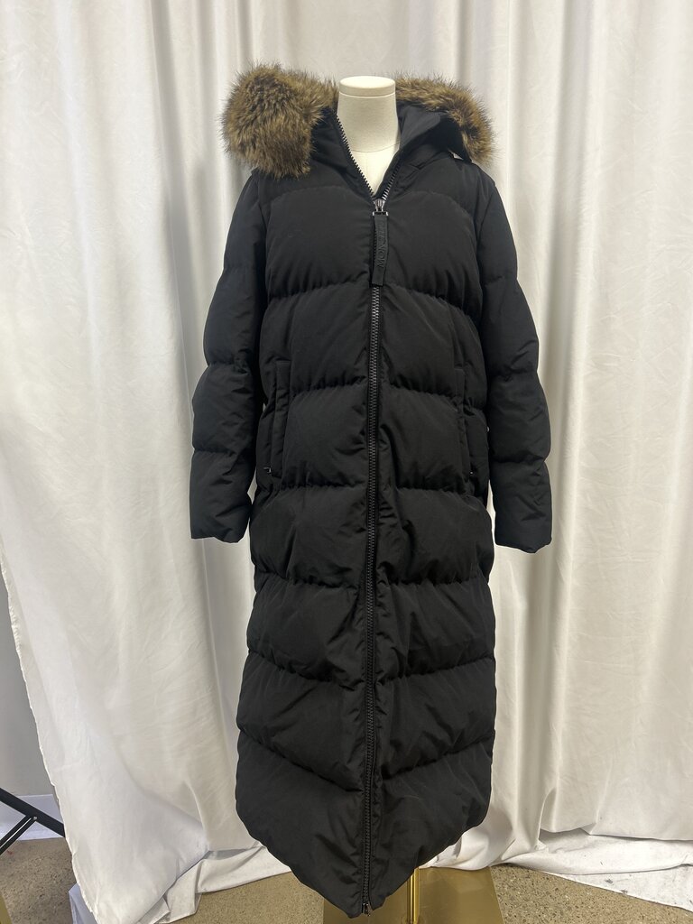 Moncler Long Down Coat w/ Fur Lined Hood & Hanger
