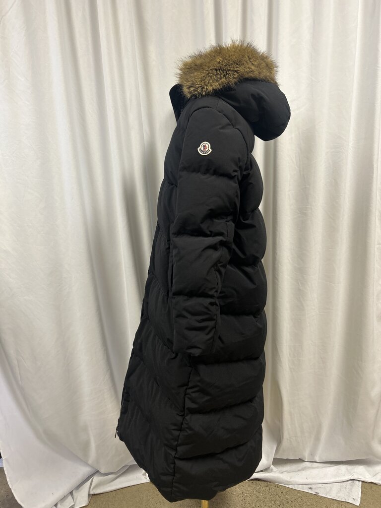 Moncler Long Down Coat w/ Fur Lined Hood & Hanger