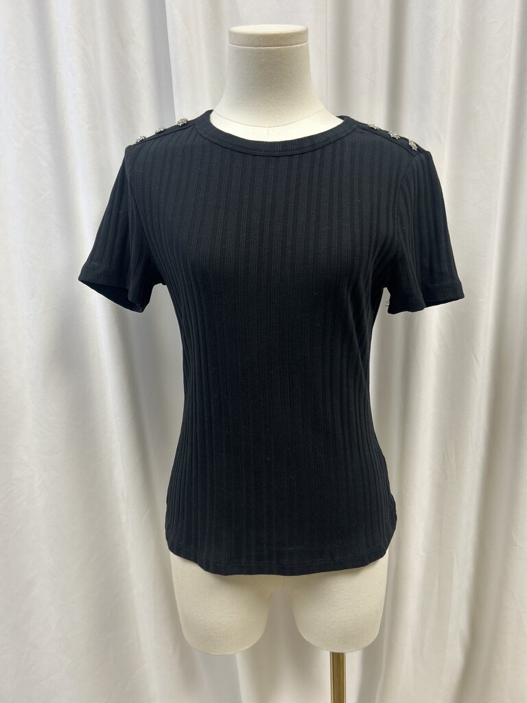 Veronica Beard Ribbed Embellished Crew Neck