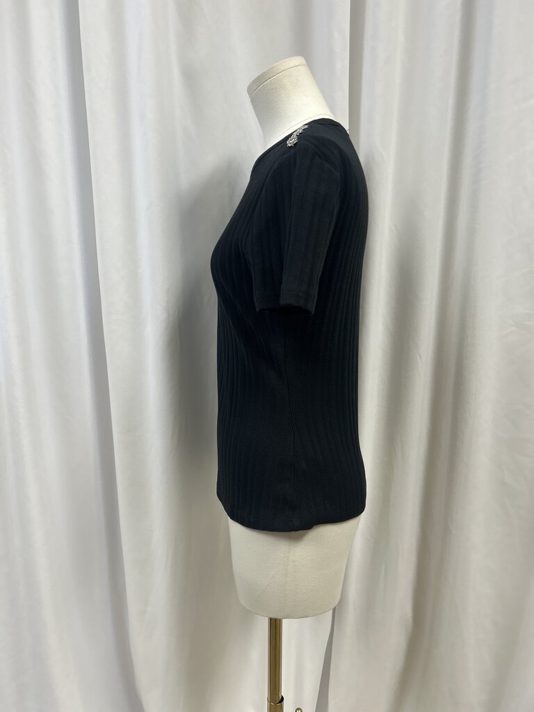 Veronica Beard Ribbed Embellished Crew Neck