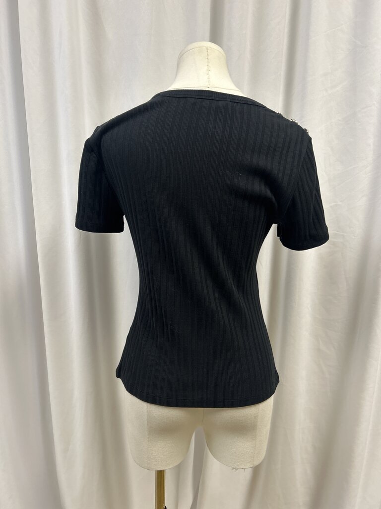 Veronica Beard Ribbed Embellished Crew Neck