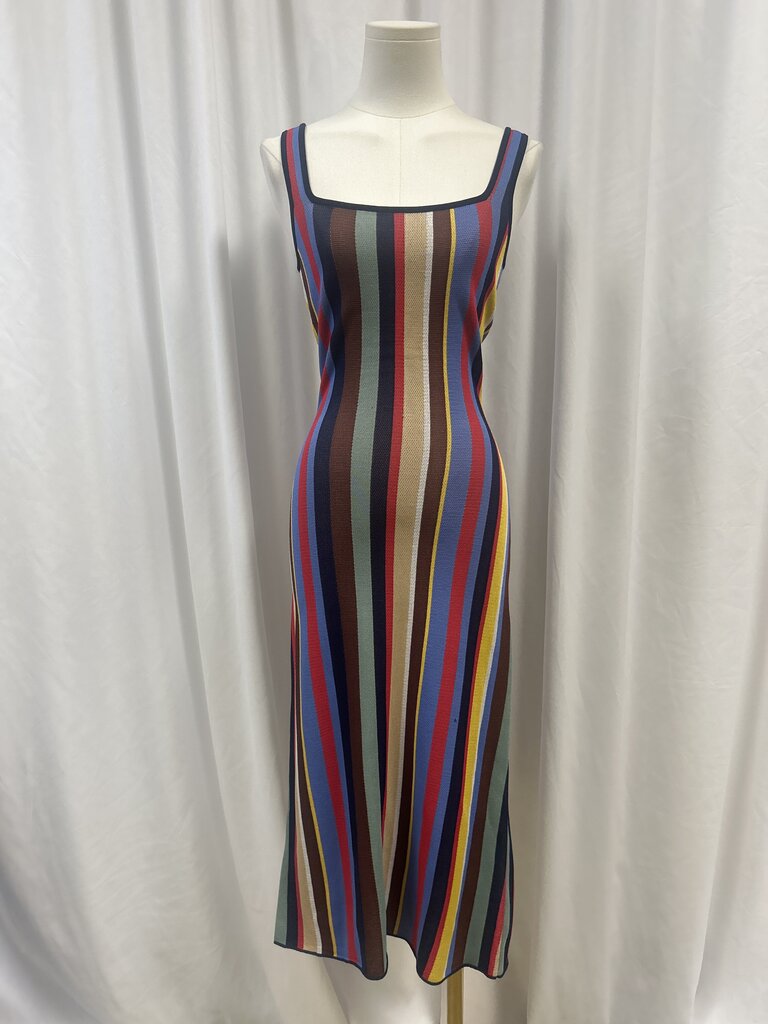 Staud Striped Spaghetti Strao Bodycon Dress