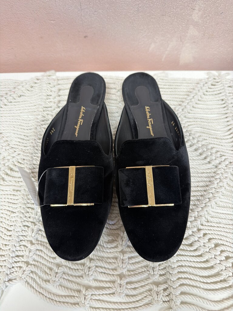 Ferragamo Velvet Bow Mules