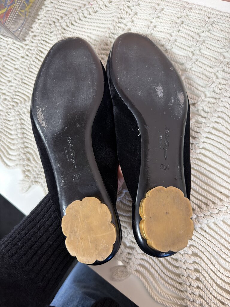 Ferragamo Velvet Bow Mules