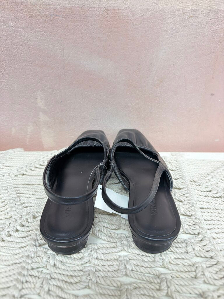Vince Leather Square Toe Slingback
