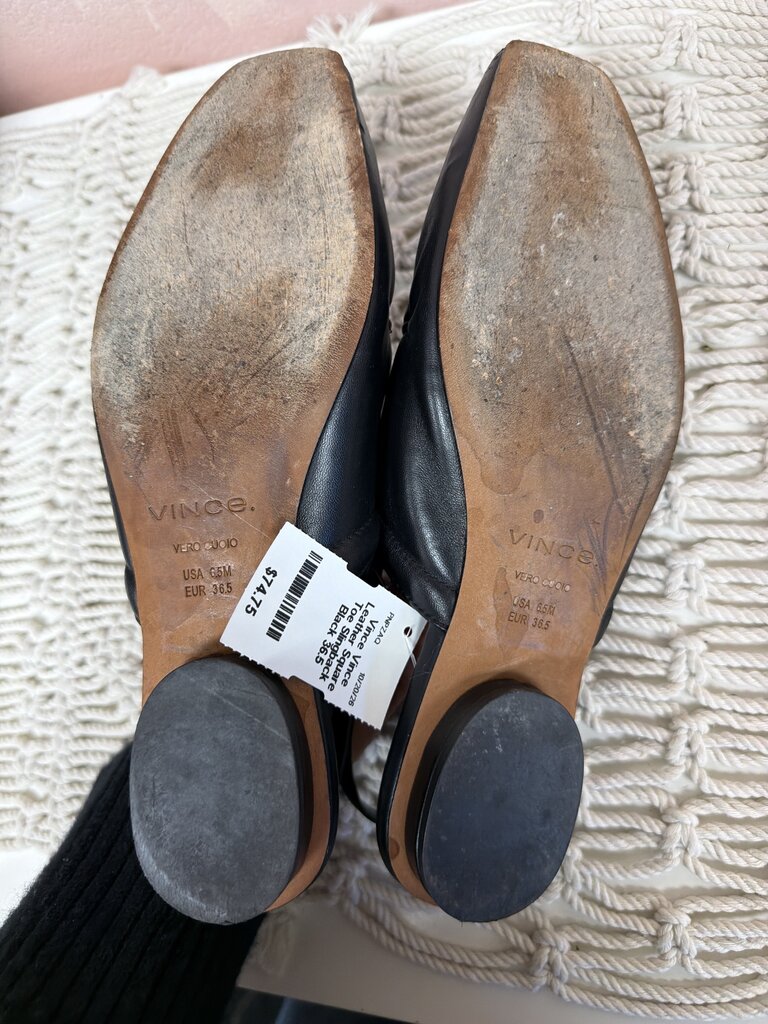 Vince Leather Square Toe Slingback