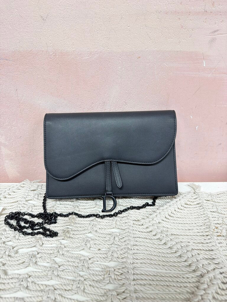 Dior Leather Saddle Chain Crossbody w/ Box, Dustbag, & Shopping Bag