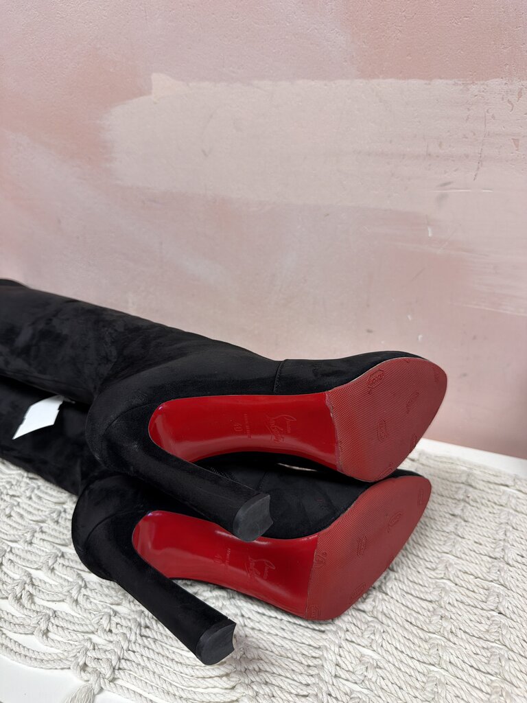 Louboutin Suede "Eleonor Botta" Tall Boot w/ Box & Dustbag (Originally Aprox. $2190)