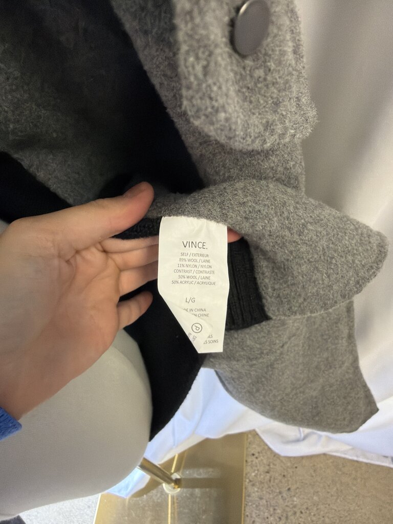 Vince Wool Blend Mixed Material Mid Length Coat