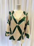 Figue Tie Dye Shimmer Cotton Blend V-Neck Top