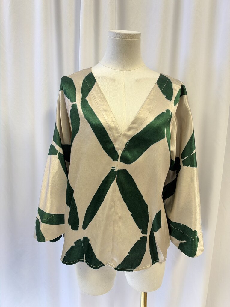 Figue Tie Dye Shimmer Cotton Blend V-Neck Top