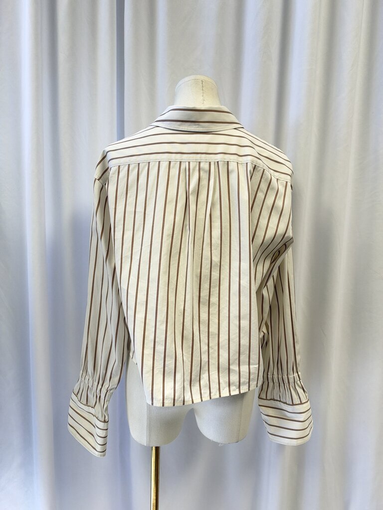 A.L.C. Striped Cropped Long Sleeve Button Up