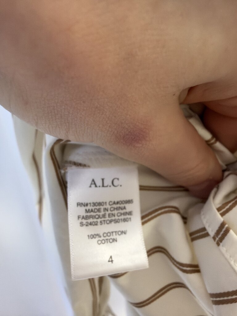 A.L.C. Striped Cropped Long Sleeve Button Up