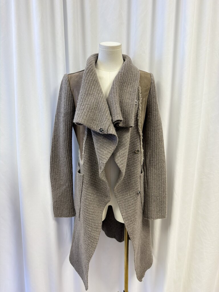 Artico Taupe Suede, Shearling and Cashmere Sweater Coat