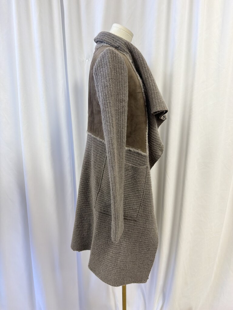 Artico Taupe Suede, Shearling and Cashmere Sweater Coat