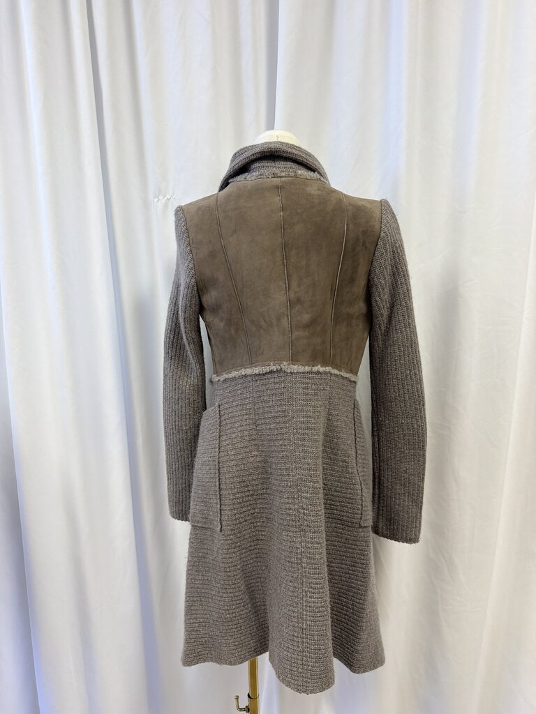 Artico Taupe Suede, Shearling and Cashmere Sweater Coat