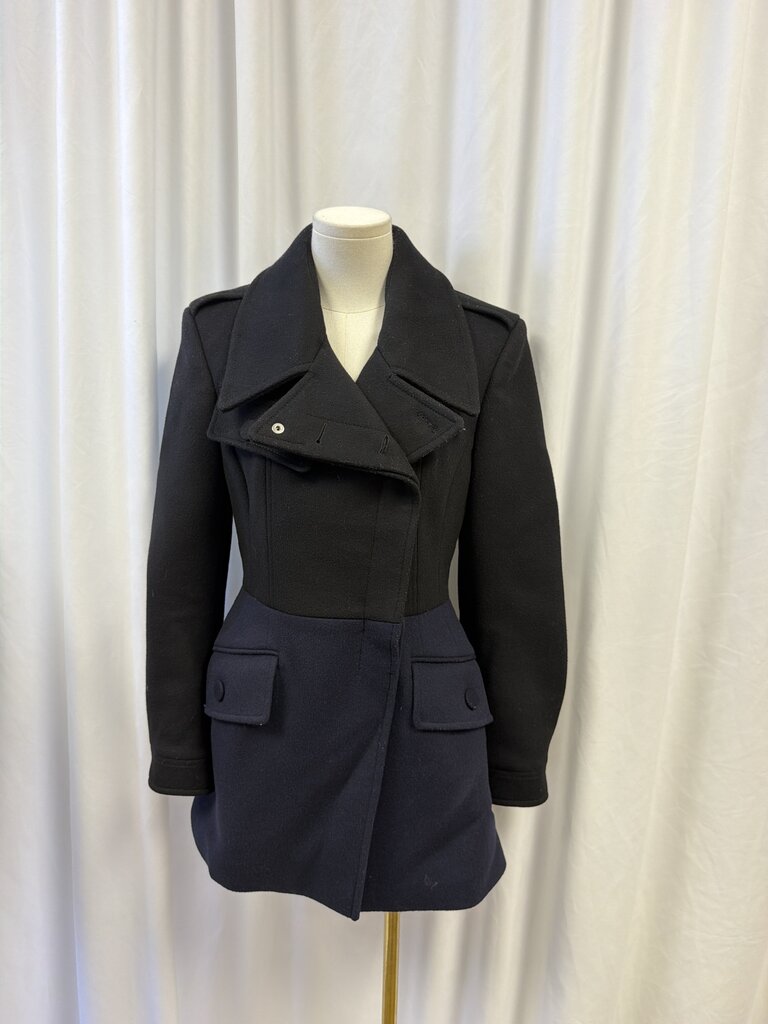 Alexander McQueen Two Tone Wool Peacoat