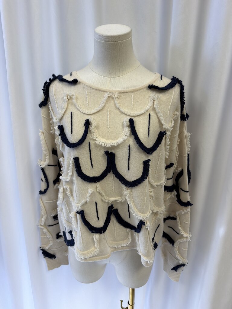 Magaschoni Cashmere Blend Fringe Detail Sweater