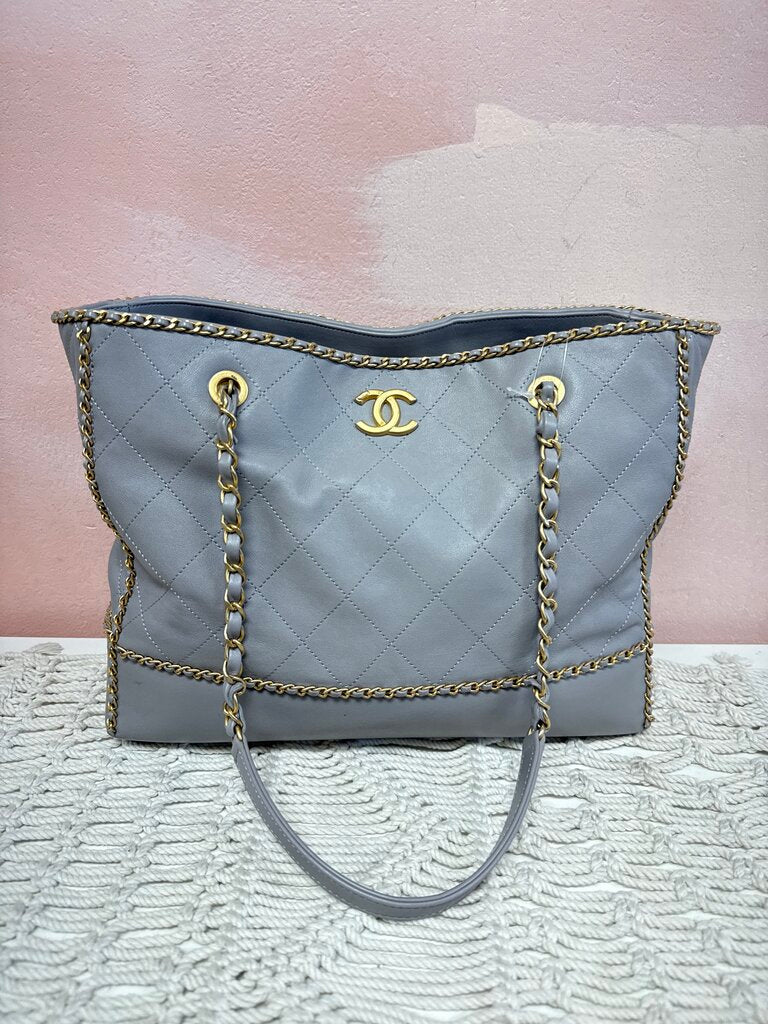 Chanel Chain Lines Quilted Calfskin Shopping Tote '21 (Rare Find)
