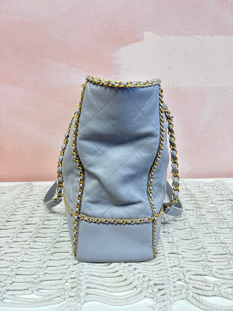 Chanel Chain Lines Quilted Calfskin Shopping Tote '21 (Rare Find)
